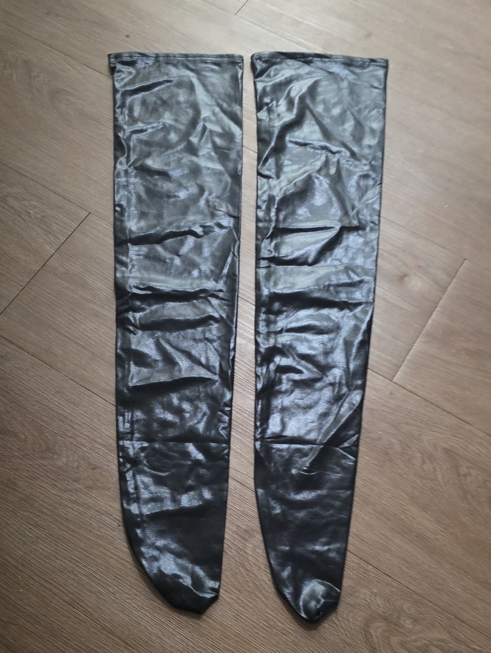 Black Shiny Thigh-High Stretch Boot Covers